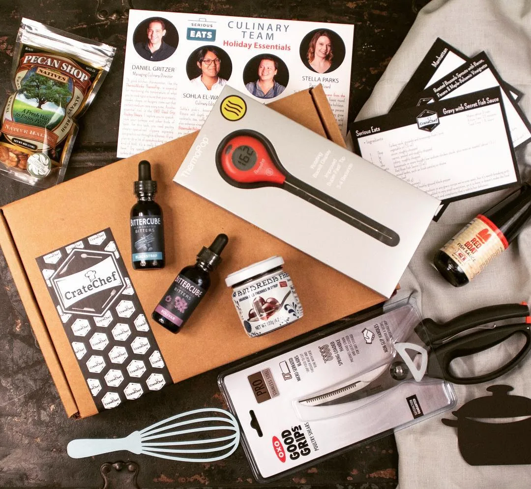 CrateChef kitchen tools, sauces and recipe cards