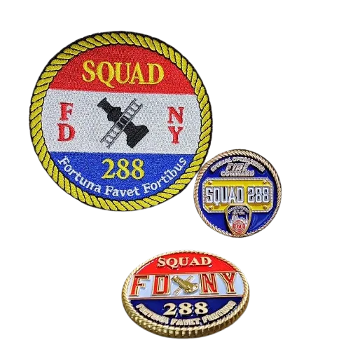 FD Collector's Club patches and challenge coins