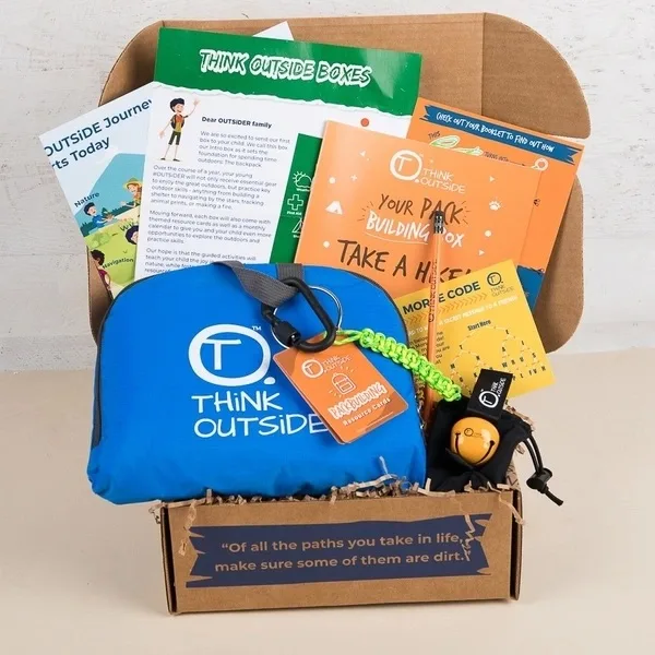 A Think Outside Boxes kit with a dry bag