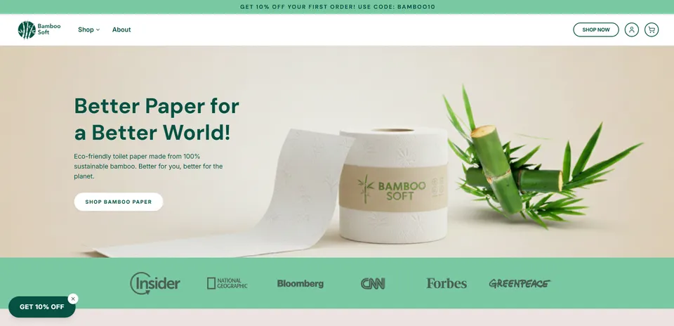 Bamboo Soft subscription website template built with Subbly