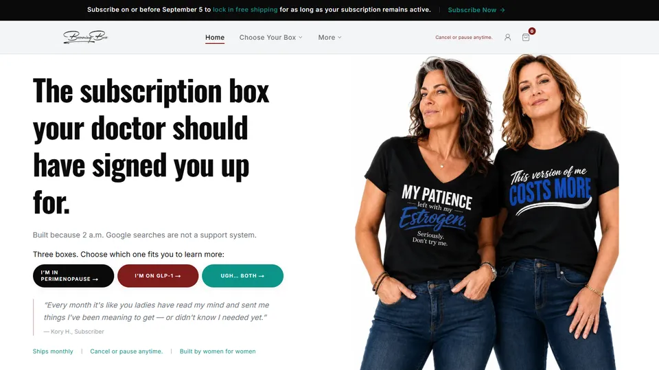Becoming Box subscription website template built with Subbly