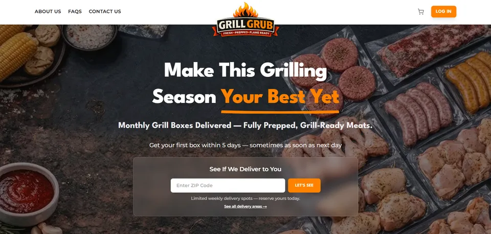 Grill Grub subscription website template built with Subbly