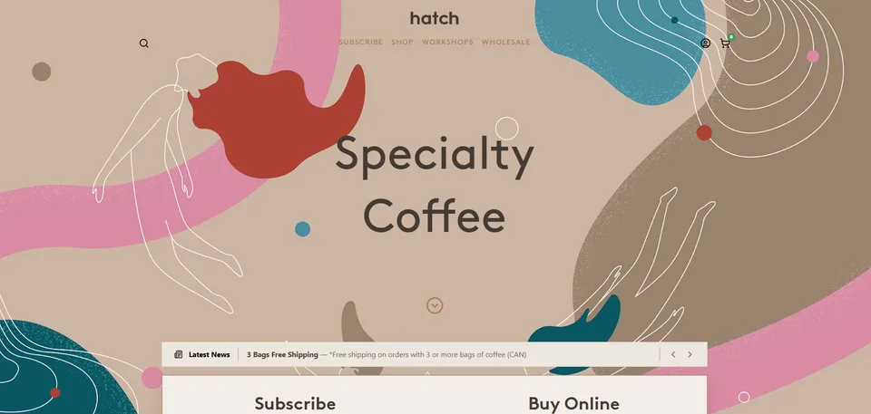 Hatch Coffee subscription website template built with Subbly
