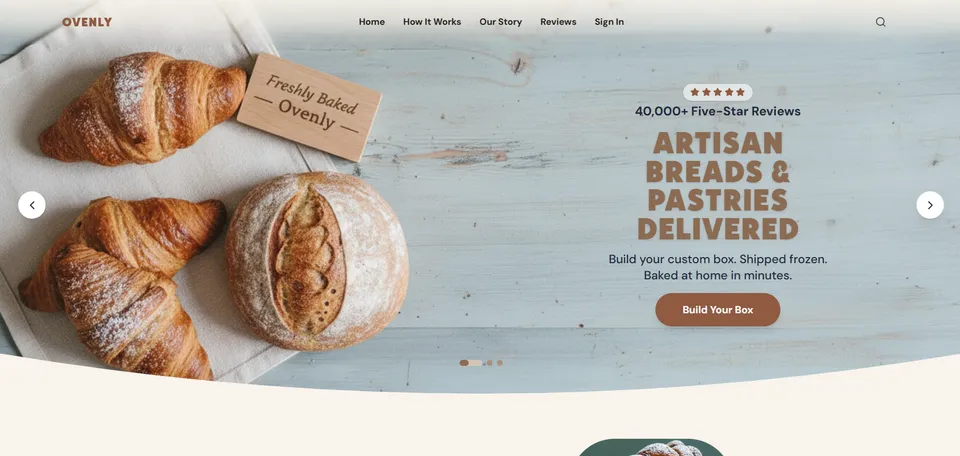 Ovenly subscription website template built with Subbly