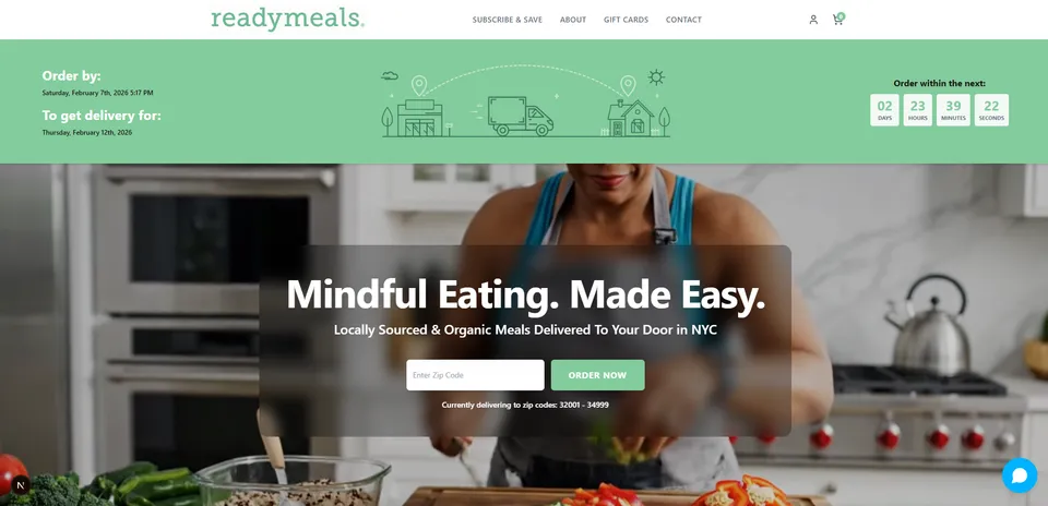 Ready Meals subscription website template built with Subbly