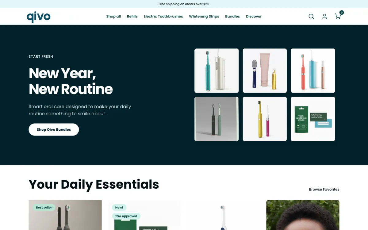The Qivo homepage on a laptop, built on Subbly.