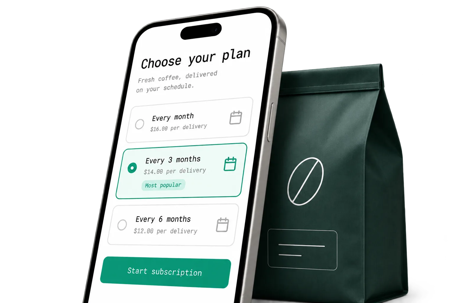 A choose-your-plan checkout on desktop and phone